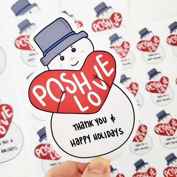 LoveBarbara Other - LB038 STICKERS Custom Poshmark Stickers Snowman Posh Love Personalizable
